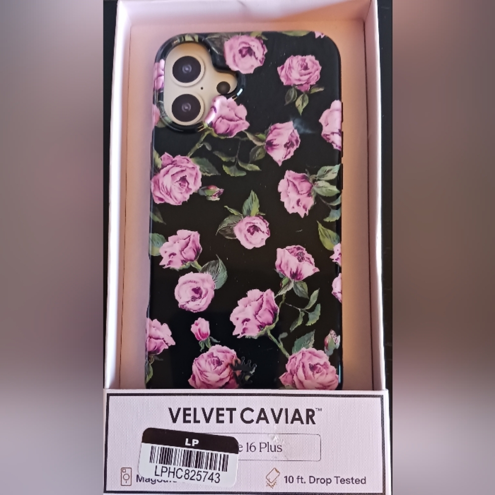 VELVET CAVIAR Apple iPhone 16 Plus MagSafe Case - Black & Pink Rose Floral